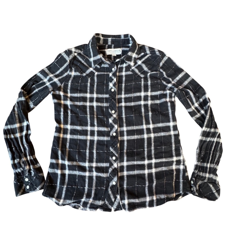 IDYLLWIND Miranda Lambert‎ Plaid Flannel Shirt Sparkle Metallic Snap Button M/M